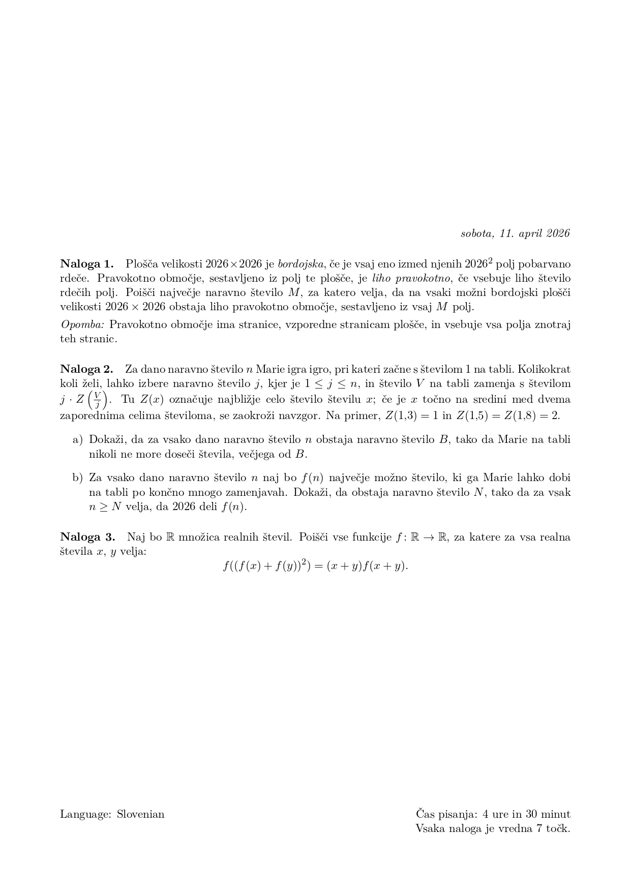 EGMO3 - naloge prvega dne